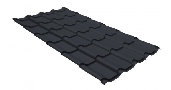 Металлочерепица камея GL 0,5 GreenCoat Pural matt RR 23 темно-серый (RAL 7024 мокрый асфальт) купить в Зеленограде