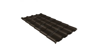 Металлочерепица камея GL 0,5 GreenCoat Pural matt RR 32 темно-коричневый (RAL 8019 серо-коричневый)