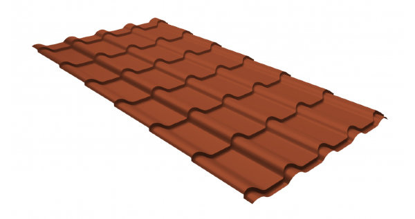 Металлочерепица камея GL 0,5 GreenCoat Pural Matt RR 750 кирпично-красный (RAL 8004 терракота) купить в Зеленограде
