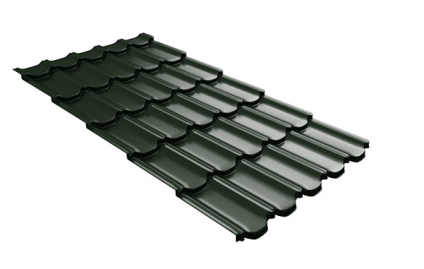 Металлочерепица квинта плюс с 3D резом 0,5 GreenСoat Pural Matt RR 11 темно-зеленый (RAL 6020 хромовая зелень) купить в Зеленограде
