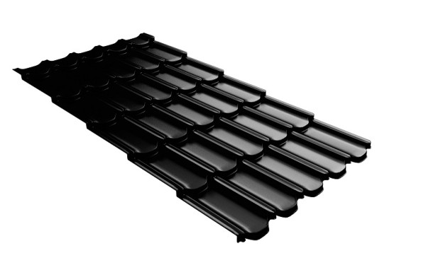 Металлочерепица квинта плюс с 3D резом 0,5 GreenСoat Pural Matt RR 33 черный (RAL 9005 черный) купить в Зеленограде