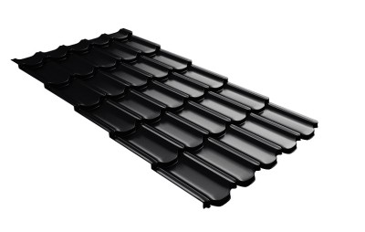 Металлочерепица квинта плюс с 3D резом 0,5 PurLite Мatt RAL 9005 черный