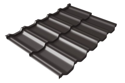 Металлочерепица модульная Квинта Uno Grand Line c 3D резом 0,5 Satin Мatt RR 32 темно-коричневый