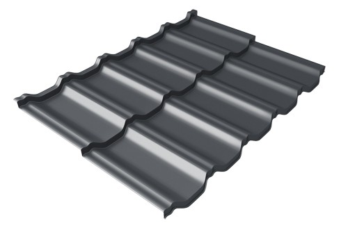 Металлочерепица модульная Квинта Uno Grand Line c 3D резом 0,5 Satin RAL 7024 мокрый асфальт купить в Зеленограде